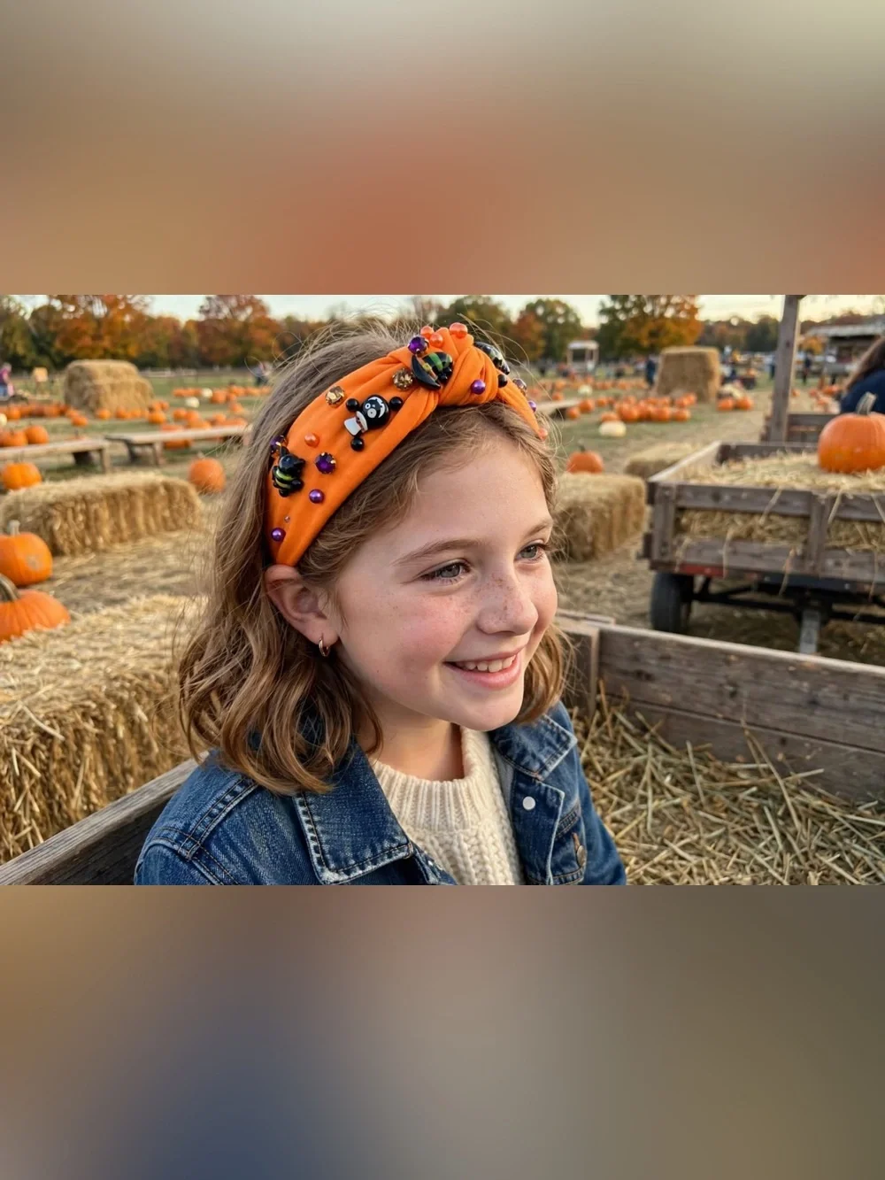 Ivyu Orange Embellished Halloween Headband